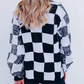 Funky Sequin Checkered Cardigan: Trendy & Briljant