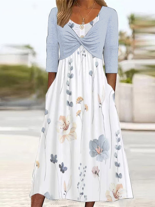 Greta midi-jurk met zijzakken en print - Stijlvol en Comfortabel