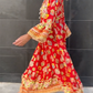 Yasmin ™ Maxi-jurk met lange mouwen en V-hals met bloemenprint - Stralend de Zomer in