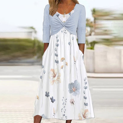 Greta midi-jurk met zijzakken en print - Stijlvol en Comfortabel